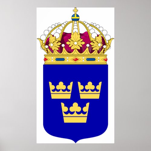 Lesser Coat of Arms Sweden Official Symbol Logo Poster