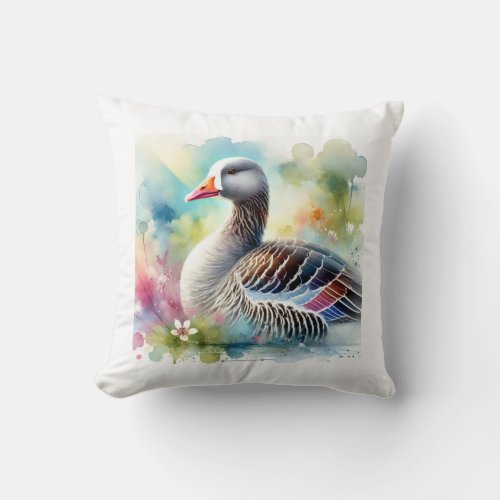 Lesser Whitefronted Goose 200624AREF217 _ Watercol Throw Pillow