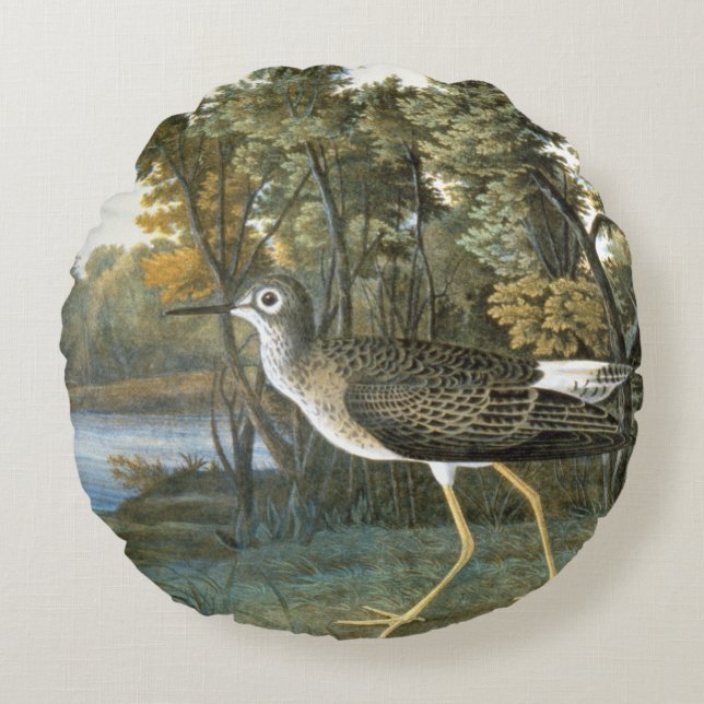 Lesser Yellowlegs Round Pillow (Front)