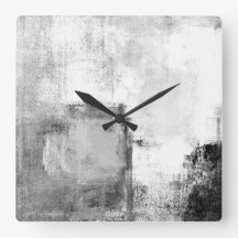 'Lessons' Black and White Abstract Art Clock