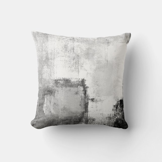 'Lessons' Black and White Abstract Art Pillow (Front)