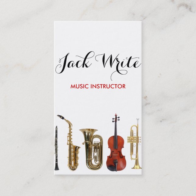 Lessons Instrument Music Instructor Business Card (Front)