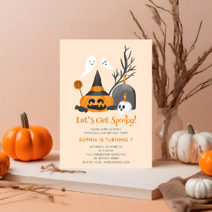 Lest Get Spooky Cute Birthday Halloween Invitation