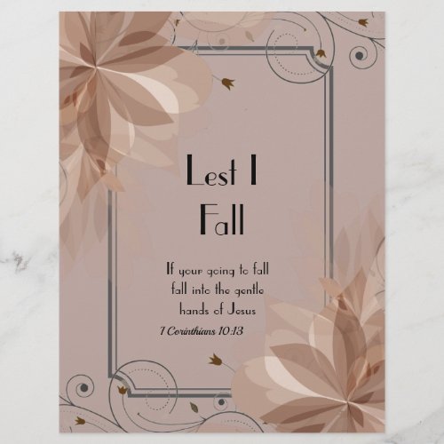 Lest I Fall Poem Personalized Paper