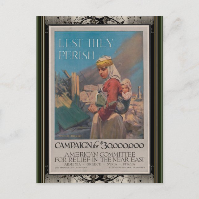 Lest They Perish Poster Postcard (Front)