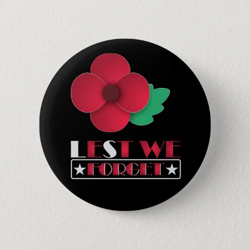 Lest We Forget Canada Remembrance Day Button