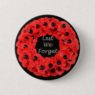 Lest We Forget (Poppy Wreath) Pinback Button