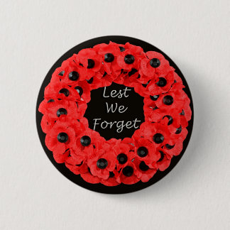 Lest We Forget (Poppy Wreath) Pinback Button