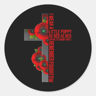Lest We Forget Red Poppy Flower Usa Memorial Classic Round Sticker