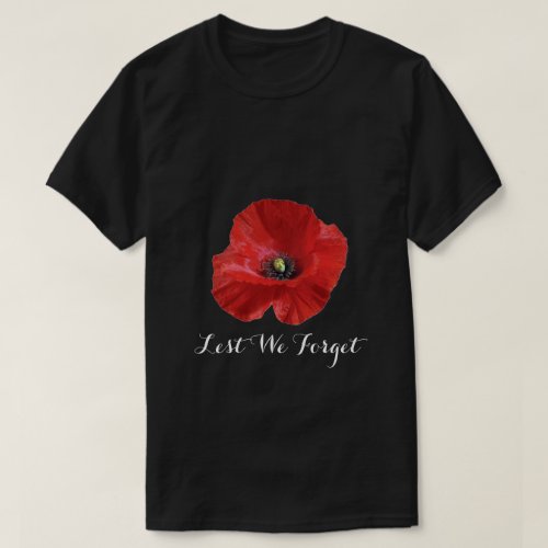 Lest We Forget Red Remembrance Poppy T_Shirt