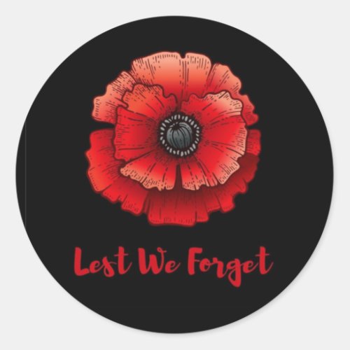 Lest We Forget Remembrance Day Classic Round Sticker