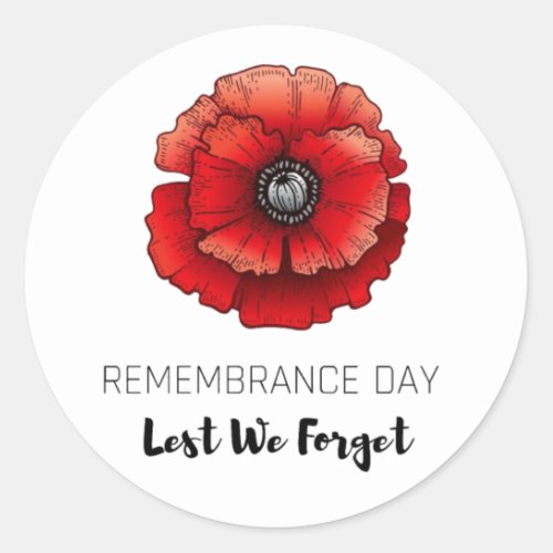 Lest We Forget Remembrance Day Classic Round Sticker