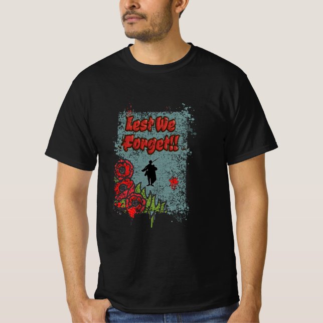 Lest We Forget Remembrance Day Gravestone Grunge T-Shirt (Front)