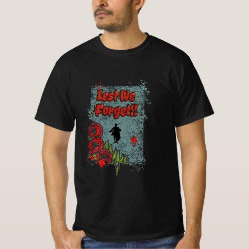 Lest We Forget Remembrance Day Gravestone Grunge T_Shirt