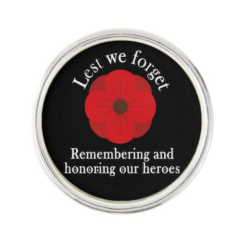 Lest We Forget Remembrance Day Lapel Pin