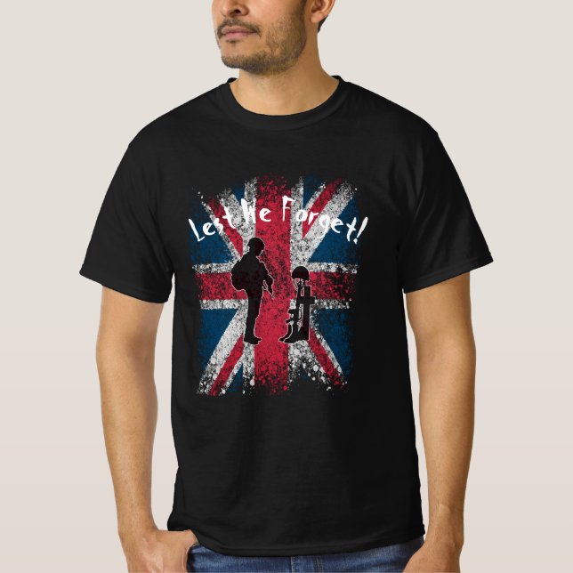 Lest We Forget Remembrance Day Union Jack T-Shirt (Front)