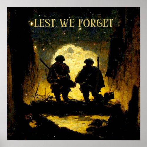Lest We Forget Veterans Poster 12x12
