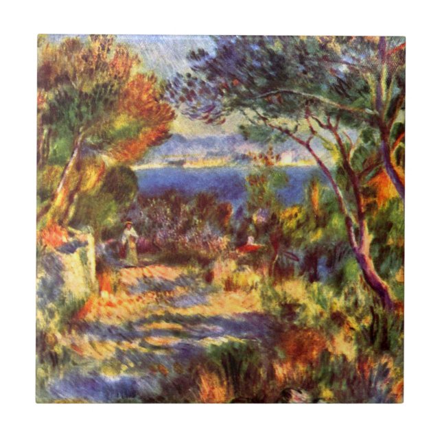 L'Estaque by Pierre Renoir, Vintage Impressionism Ceramic Tile (Front)