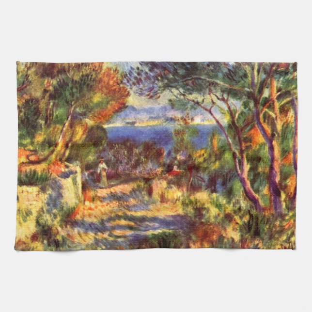 L'Estaque by Pierre Renoir, Vintage Impressionism Towel (Horizontal)