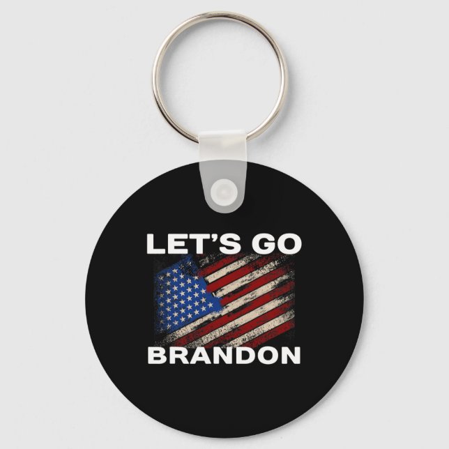 Let#39;s Go Brandon Flag Joe Biden Donald Trump Pa Keychain (Front)