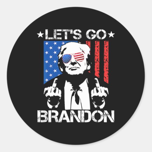 Let39s Go Brandon Pro Trump 2024 Flag Anti Joe B Classic Round Sticker