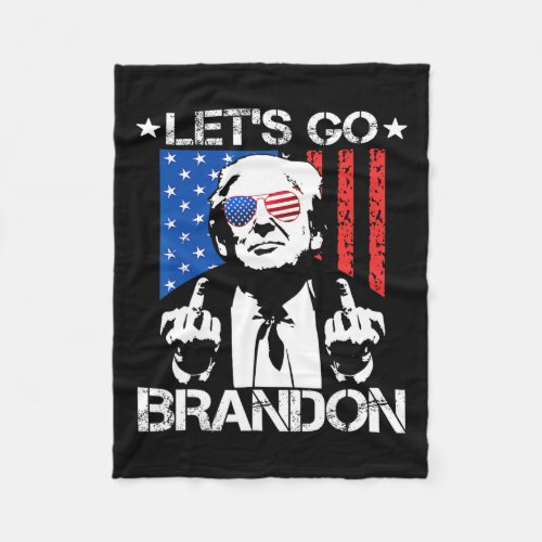 Let39s Go Brandon Pro Trump 2024 Flag Anti Joe B Fleece Blanket