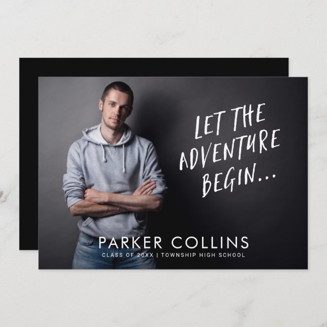 Let Adventure Begin Photo Graduation Party Invitation (Front/Back)