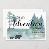 Let Adventure Begin Watercolor Bears Baby Shower Invitation (Front/Back)