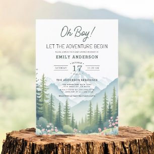 Let Adventure Begin Woodland Forest Baby Shower Invitation
