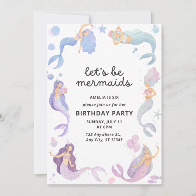 Let be Mermaids  Invitation (Front)