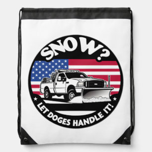 Let Doges Handle It Snow Plowing Art Drawstring Bag