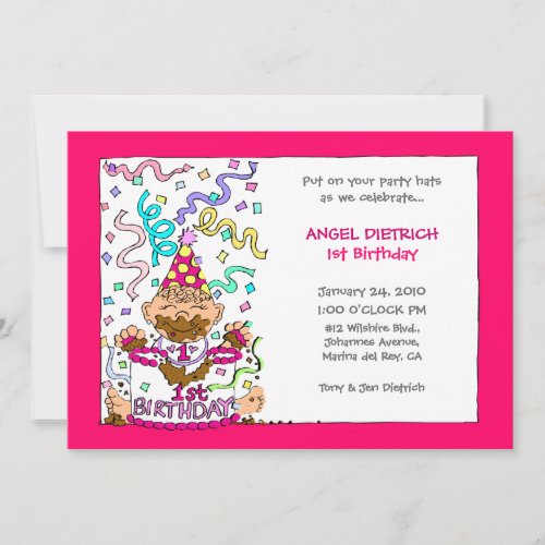 Let 'Em Eat Cake - 1st Birthday for Baby Girl Invite