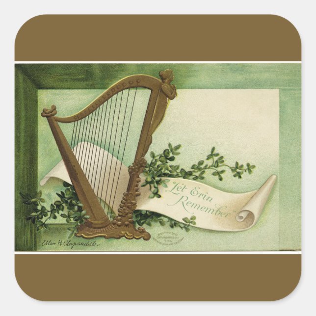 Let Erin Remember St. Patrick's Day Gold Large Square Sticker (Front)