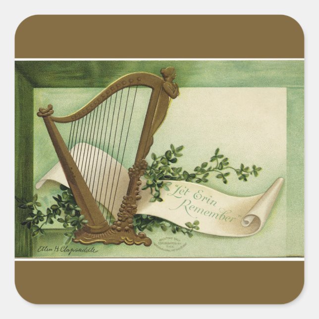 Let Erin Remember St. Patrick's Day Gold Square Sticker (Front)