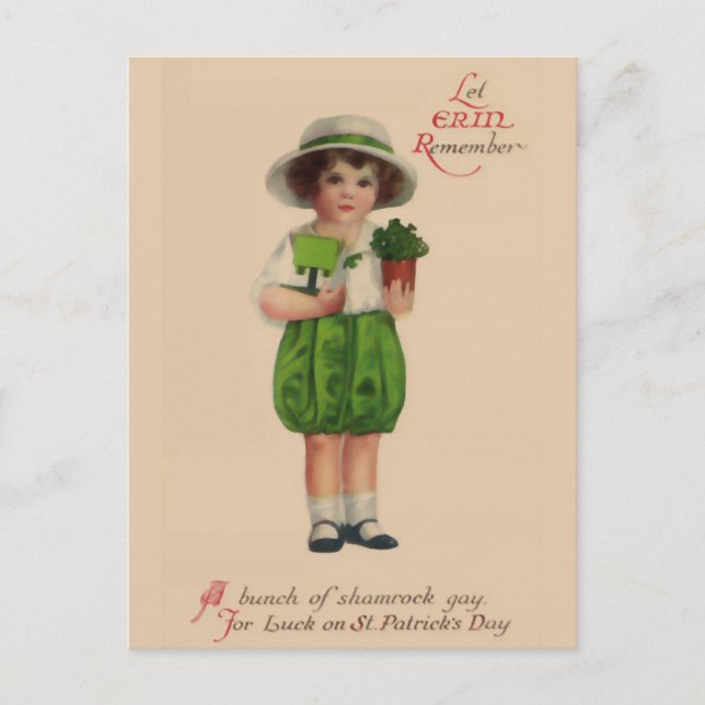 Let Erin Remember Vintage St. Patrick's Day Postcard (Front)