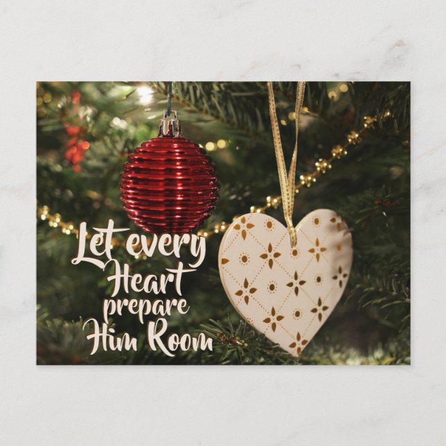 Let every heart prepare Him room, Christmas Carol Holiday Postcard (Front)