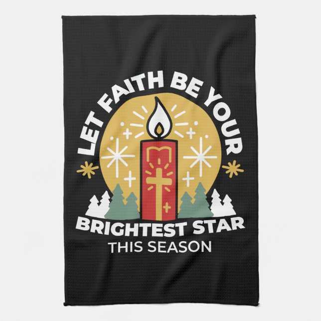 Let Faith Be Your Brightest Star Candle Art Kitchen Towel (Vertical)