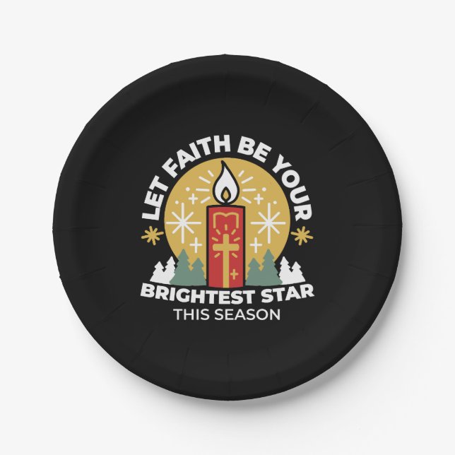 Let Faith Be Your Brightest Star Candle Art Paper Plates (Front)
