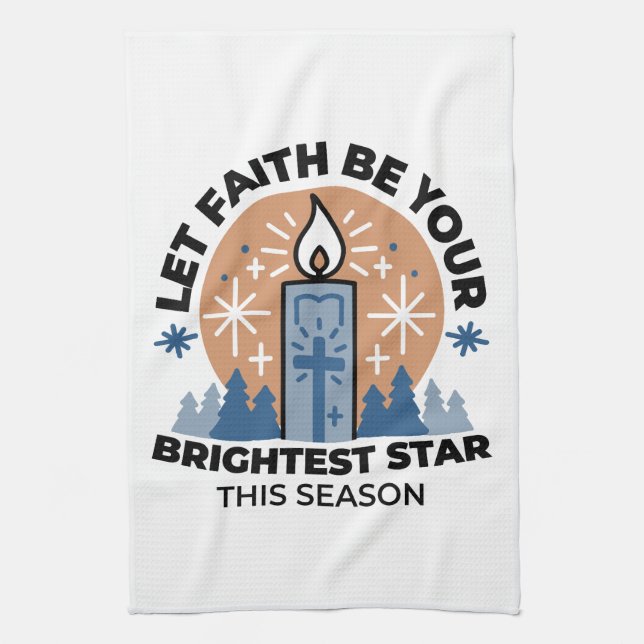 Let Faith Shine Bright: Winter Theme Kitchen Towel (Vertical)