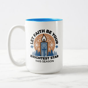 Let Faith Shine Bright: Winter Theme Two-Tone Coffee Mug
