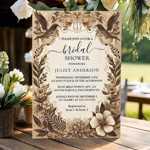 Let Fall Wood Paperie Recycled Paper Bridal Shower Invitation