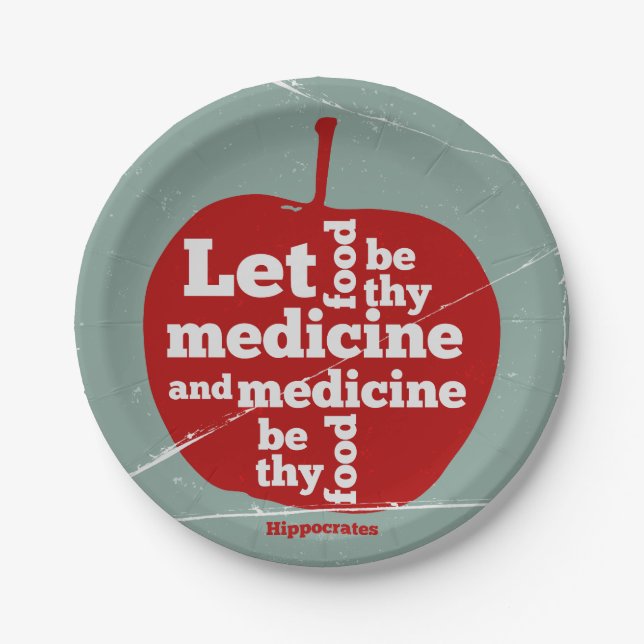 Let food be by medicine Hippocrates quote Paper Plates (Front)