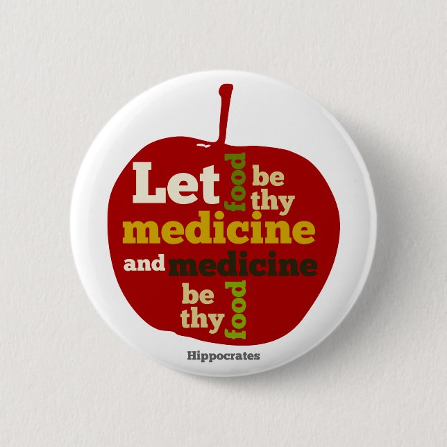 let food be thy medicine and medicine be thy food button (Front)