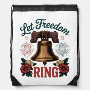 Let Freedom Ring Bell Patriotic Drawstring Bag
