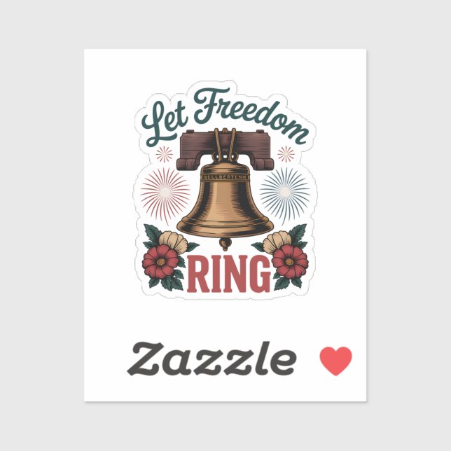 Let Freedom Ring Bell Patriotic Sticker (Sheet)
