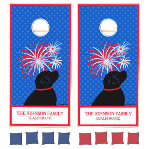 Let Freedom Ring Black Dog Cornhole Set