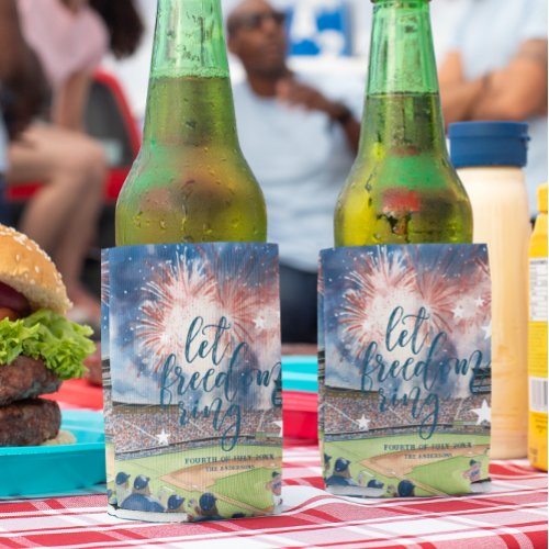 Let Freedom Ring  Fourth of July Baseball Can Cooler