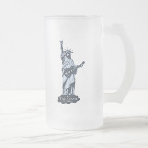 Let Freedom Ring Frosted Glass Beer Mug