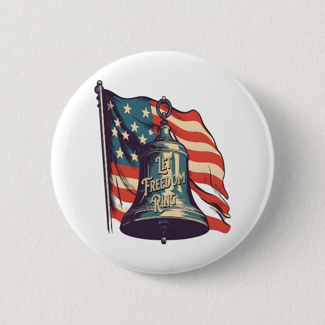 Let Freedom Ring Funny Sloth Button (Front)