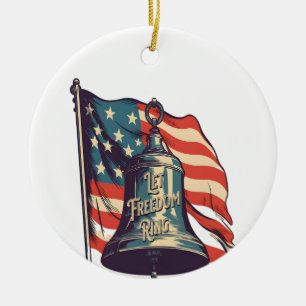 Let Freedom Ring Funny Sloth Ceramic Ornament